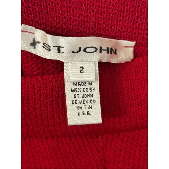 St John Santana Knit Red Wide Leg Pull On Pants 2 - Picture 2 of 5
